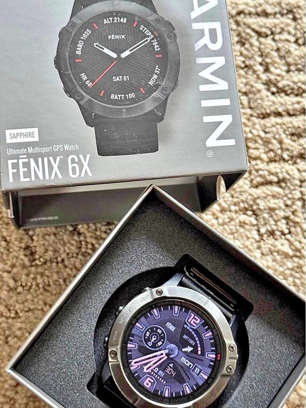 Garmin Fenix 6X Sapphire GPS Smartwatch Black